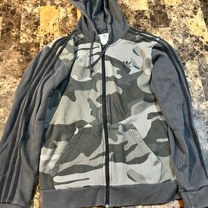 adidas Charcoal & Grey Camo Zip Hoodie